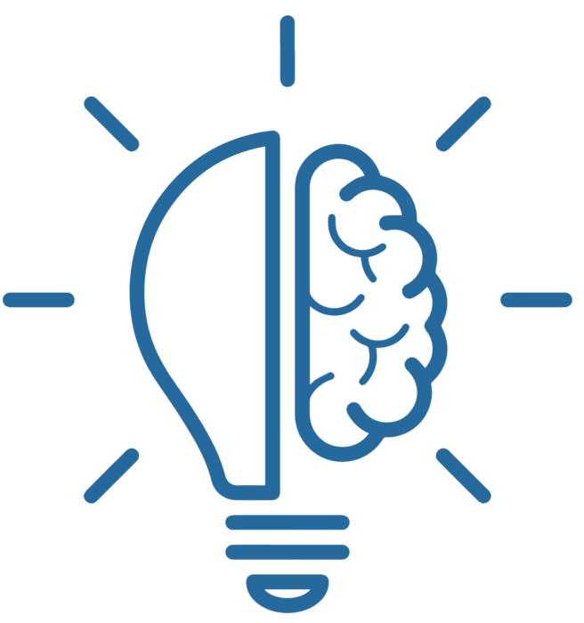 Graphic of a lightbulb and brain.