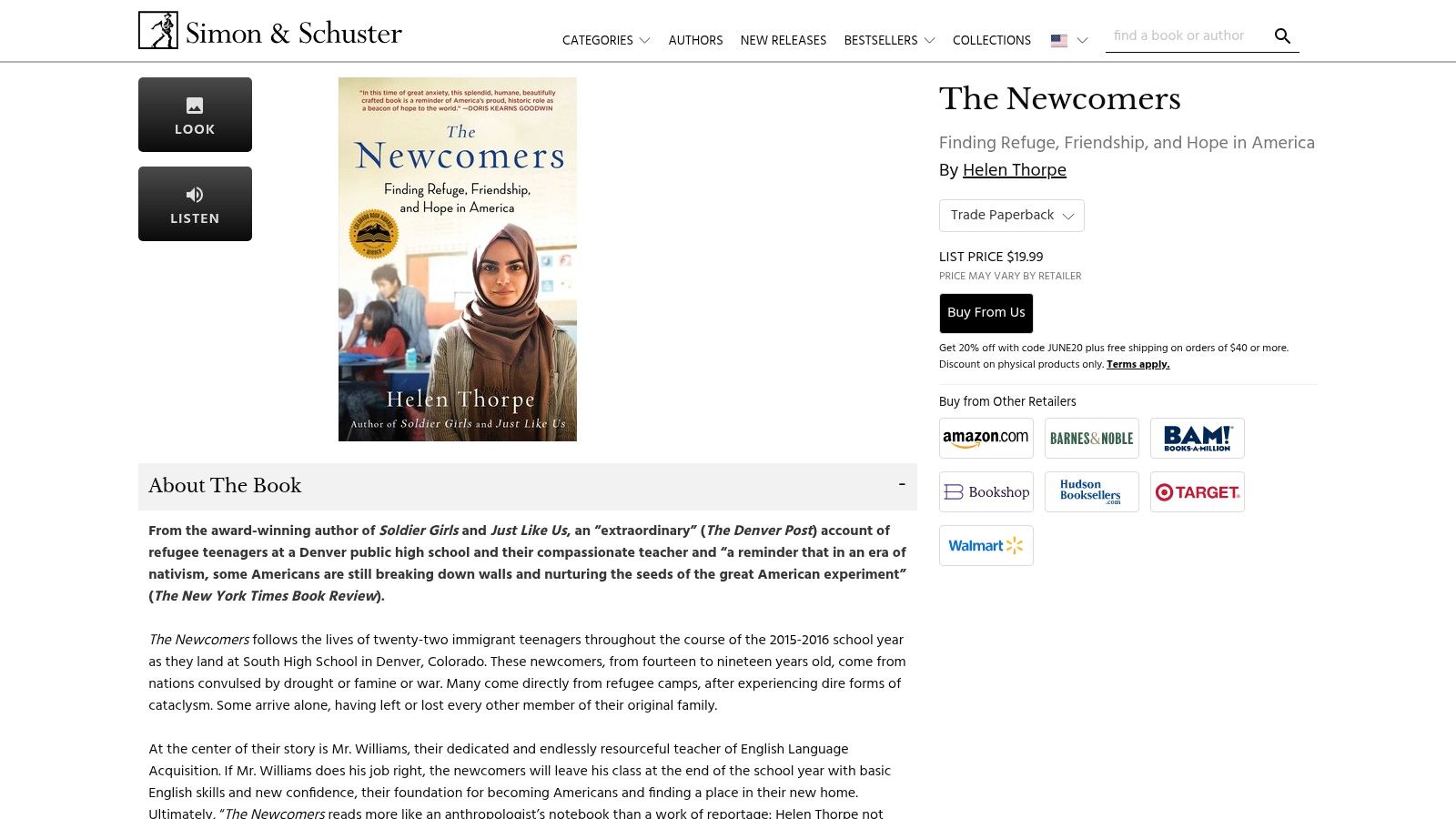 The Newcomers: Finding Refuge, Friendship, and Hope in an American Classroom, Helen Thorpe